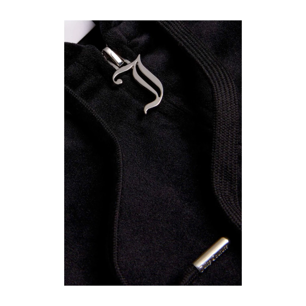 Juicy Couture Zwarte Velours Hoodie met Strass Black Dames