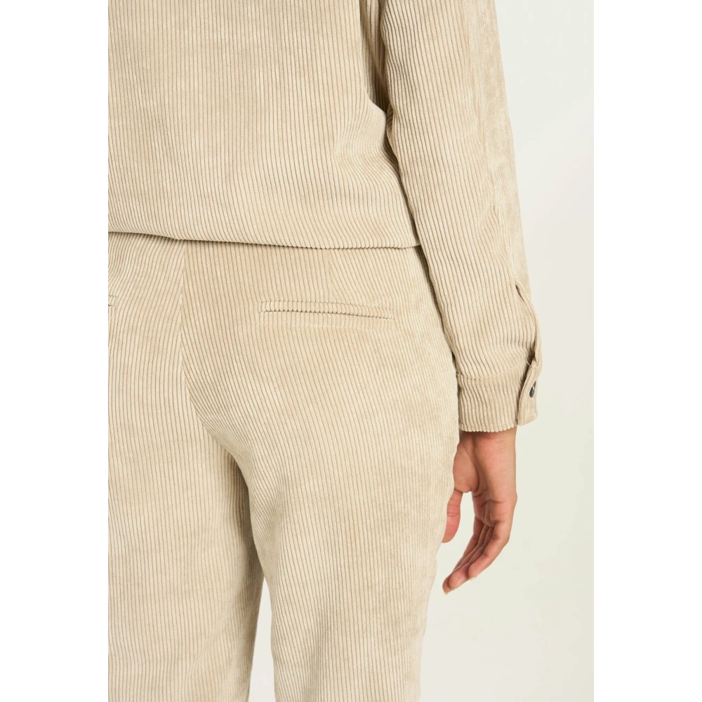 Vicario Cinque Corduroy Palazzo Broek met Amerikaanse Zakken Beige Dames