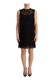 Black Floral Lace Sheath Sleeveless Mini Dress