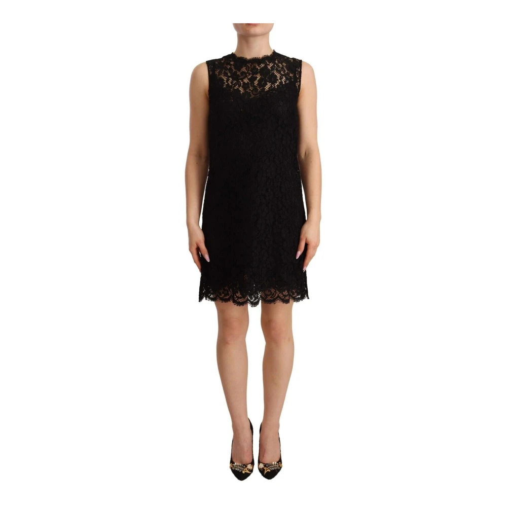 Dolce & Gabbana Women's Black Floral Lace Sheath Mini Dress