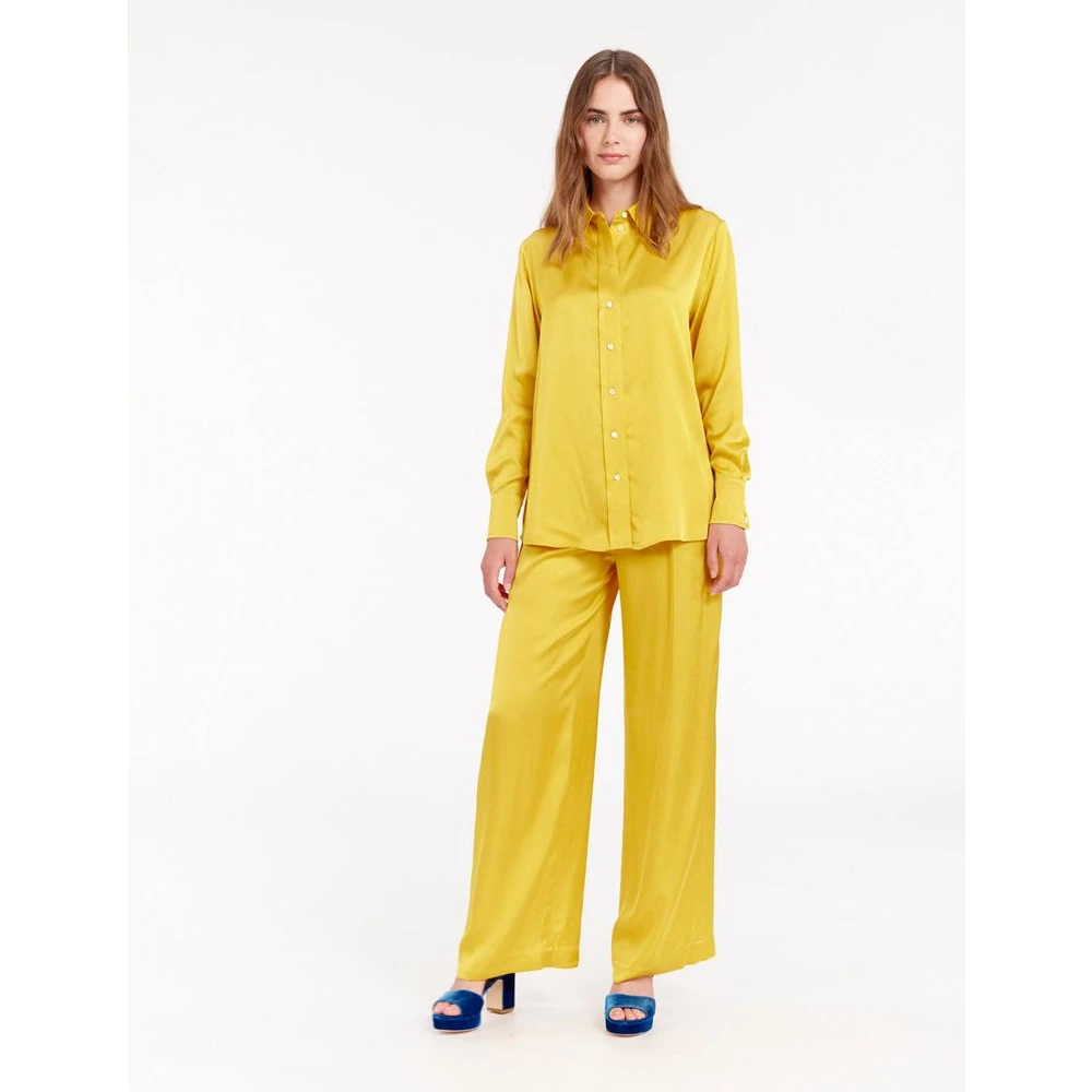 Ines De La Fressange Paris Gele Satijnen Shirt met Buttercup Design Yellow Dames
