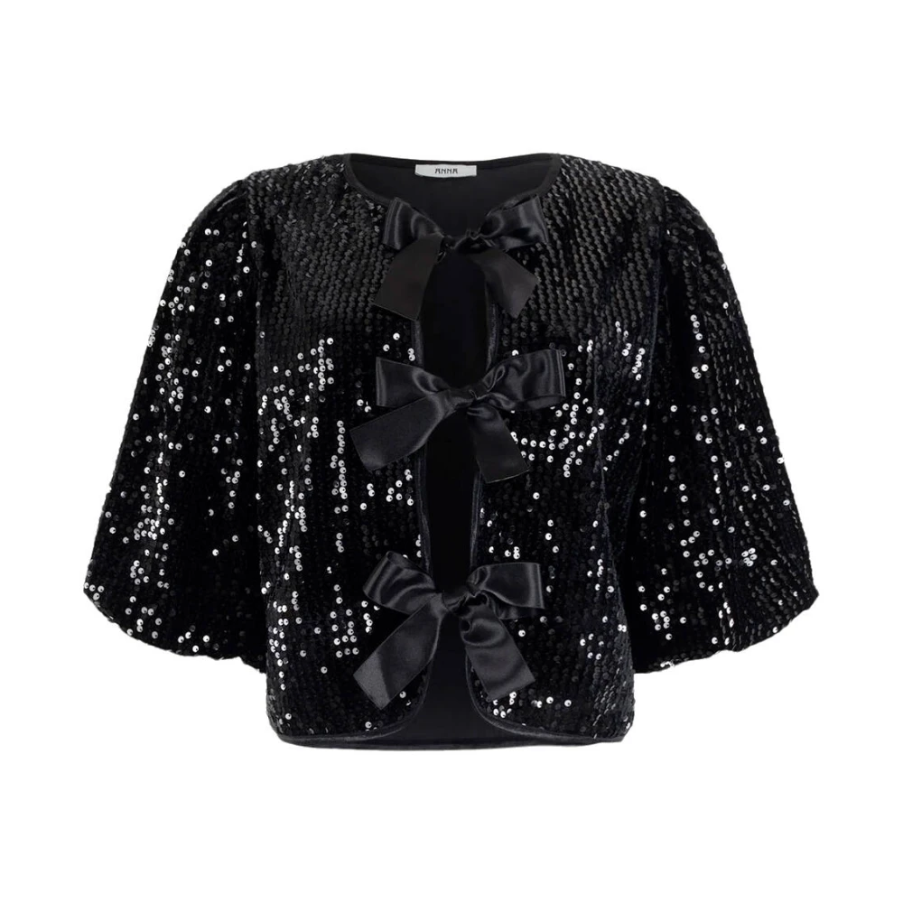 Anna Van Toor Lange mouw blouse in stijl 74a05-03501 Black Dames