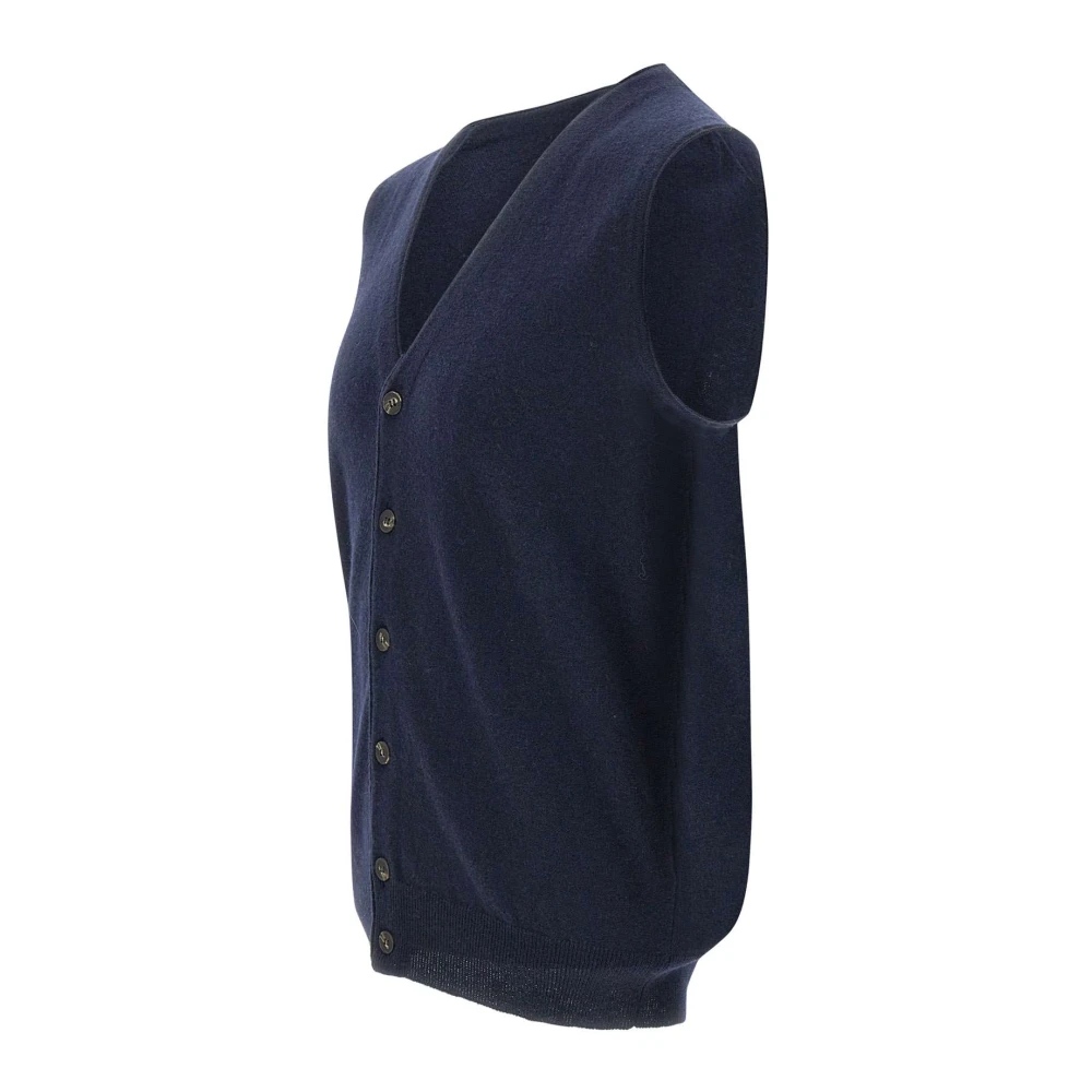 Kangra Navy Blauw Wollen Vest V-Hals Blue Heren