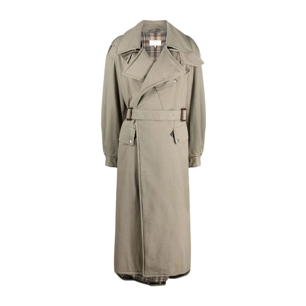 Maison Margiela Gray Trench Coats, Female, Xs, Deconstructed Belted Trench Coat