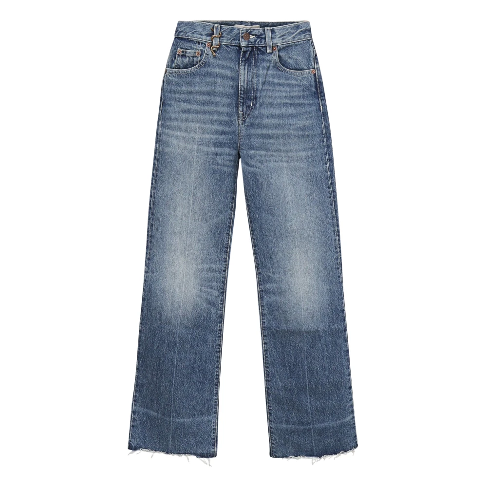 Chloé Blauwe Slang Jeans met Leren Applicatie Blue Dames