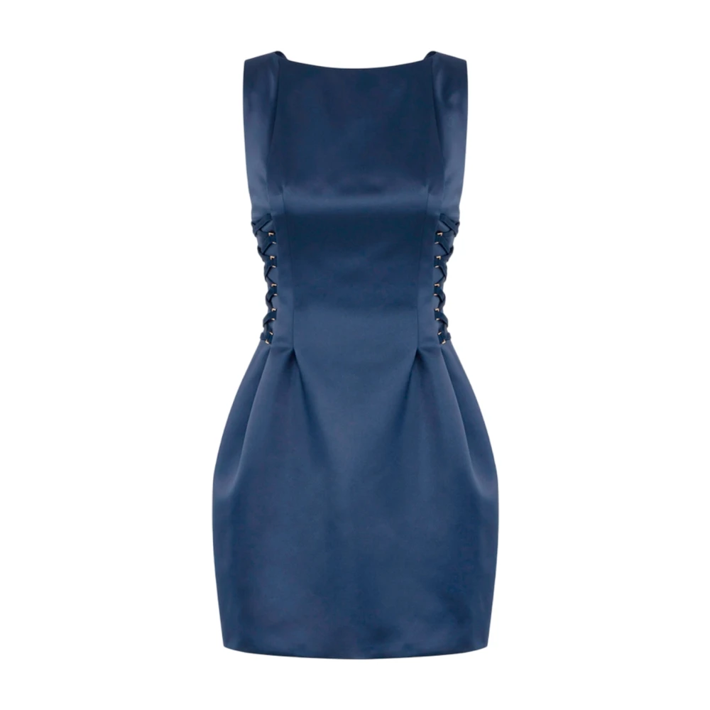 Elisabetta Franchi Stijlvolle Mouwloze Boothals Jurk Blue Dames