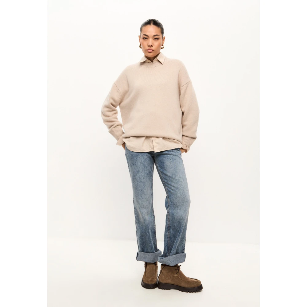 Cesare Gaspari Klassieke Crew Neck Sweater Mulan Beige Dames