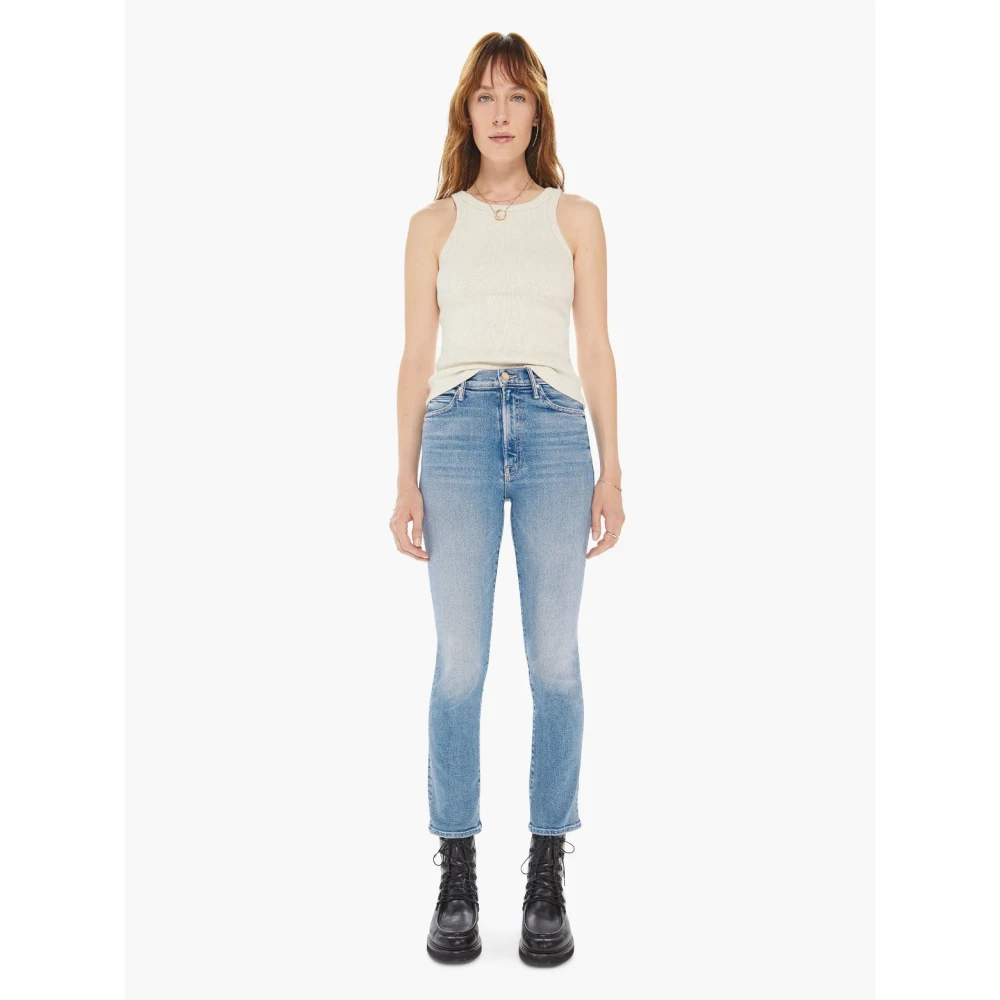 Mother Skinny Straight Leg Enkel Jeans Blue Dames