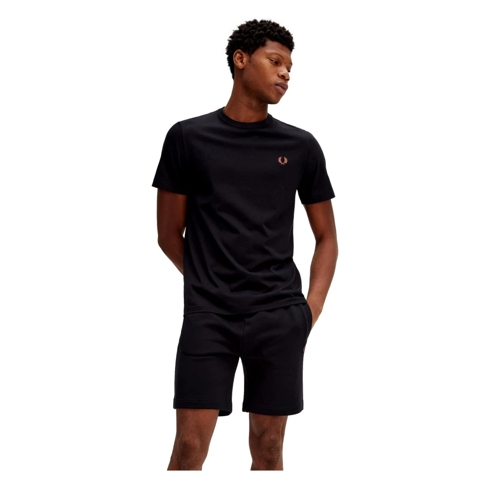 Fred Perry Zwart Logo Crew Neck T-Shirt Black Heren
