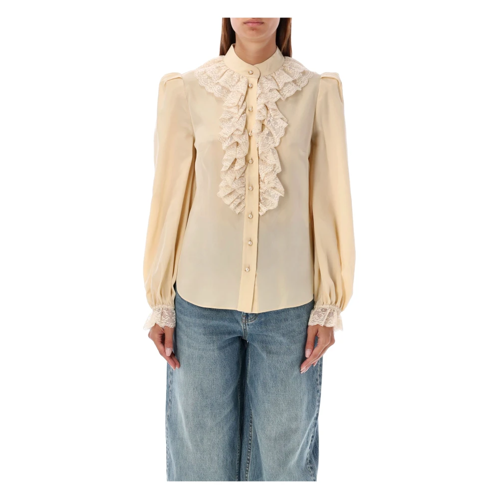 Zimmermann Crème Zijden Ruche Blouse Beige Dames