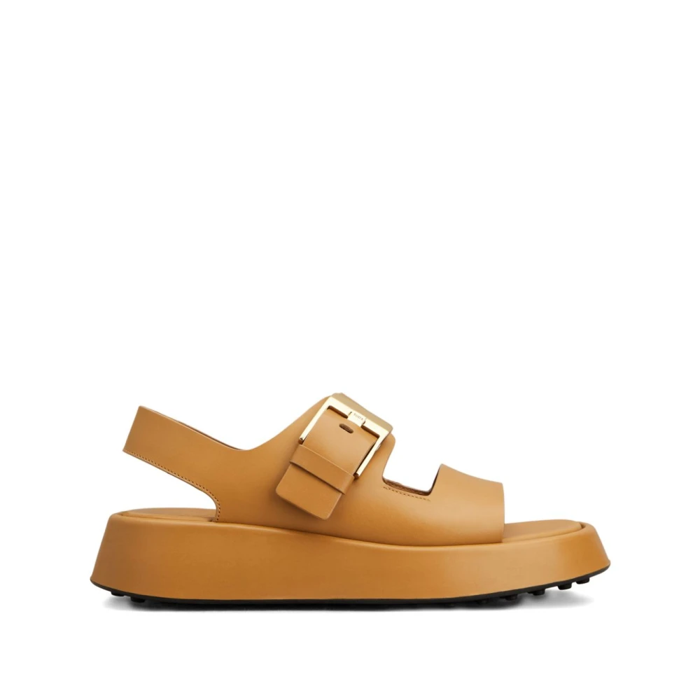 Tod's Women's Beige Leather Sandals - Flat Sandals - 6 Uk - Shoes