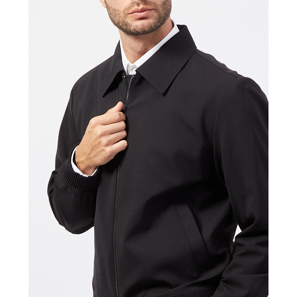 Hugo Boss Moderne Zwarte Jas Straight Slim Fit Black Heren