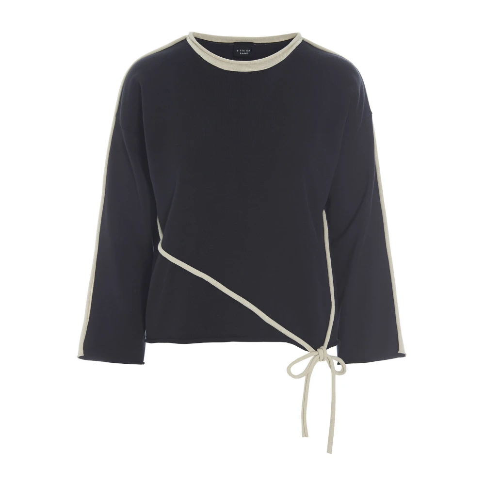 Bitte Kai Rand Zwart Ivoor String A-Lijn Gebreide Blouse Black Dames