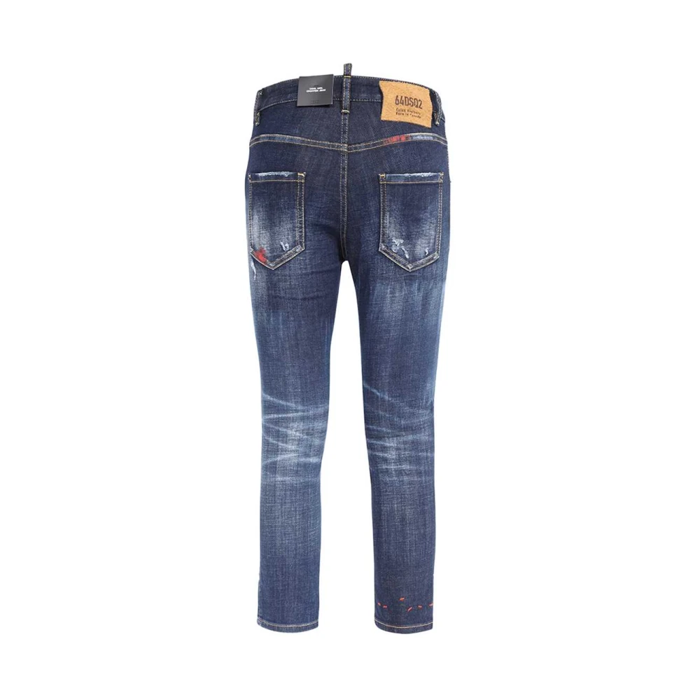 Dsquared2 Stijlvolle Cropped Jeans met Distressed Details Blue Dames