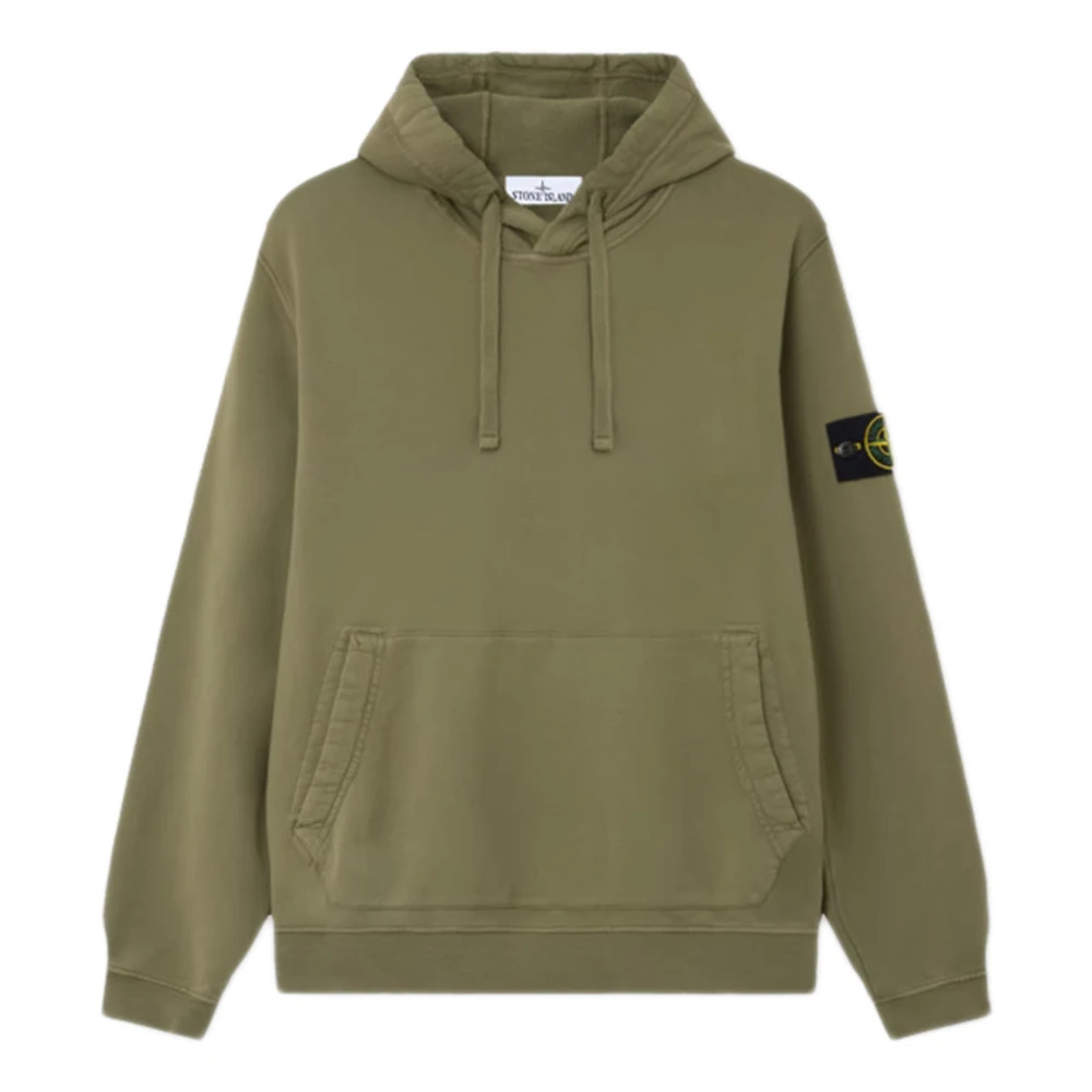 Stone Island , Hoodies, Male, Green, L, Logo Cotton Hoodie