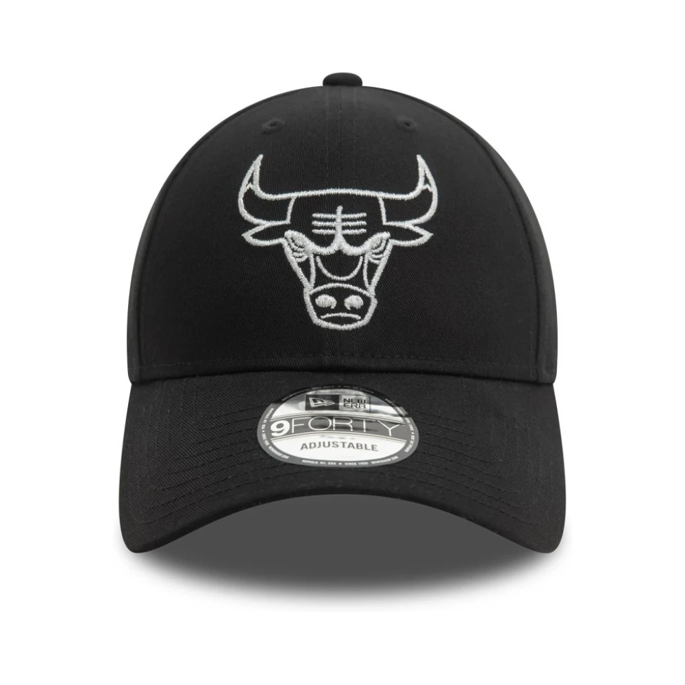 new era Zwarte Bulls Metallic Outline Pet Black Heren