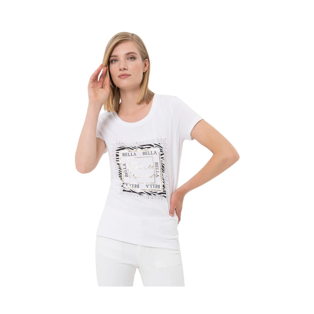 Fracomina Letter Grafische Strass T-shirt White Dames