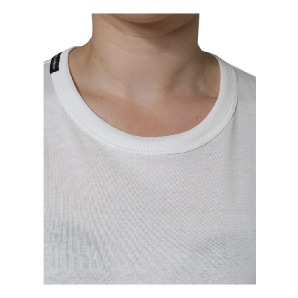 Dolce & Gabbana Witte Katoenen Crew Neck T-shirt White Dames