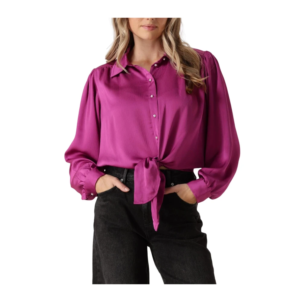 Catwalk Junkie Paarse Button Up Blouse met Lash Purple Dames