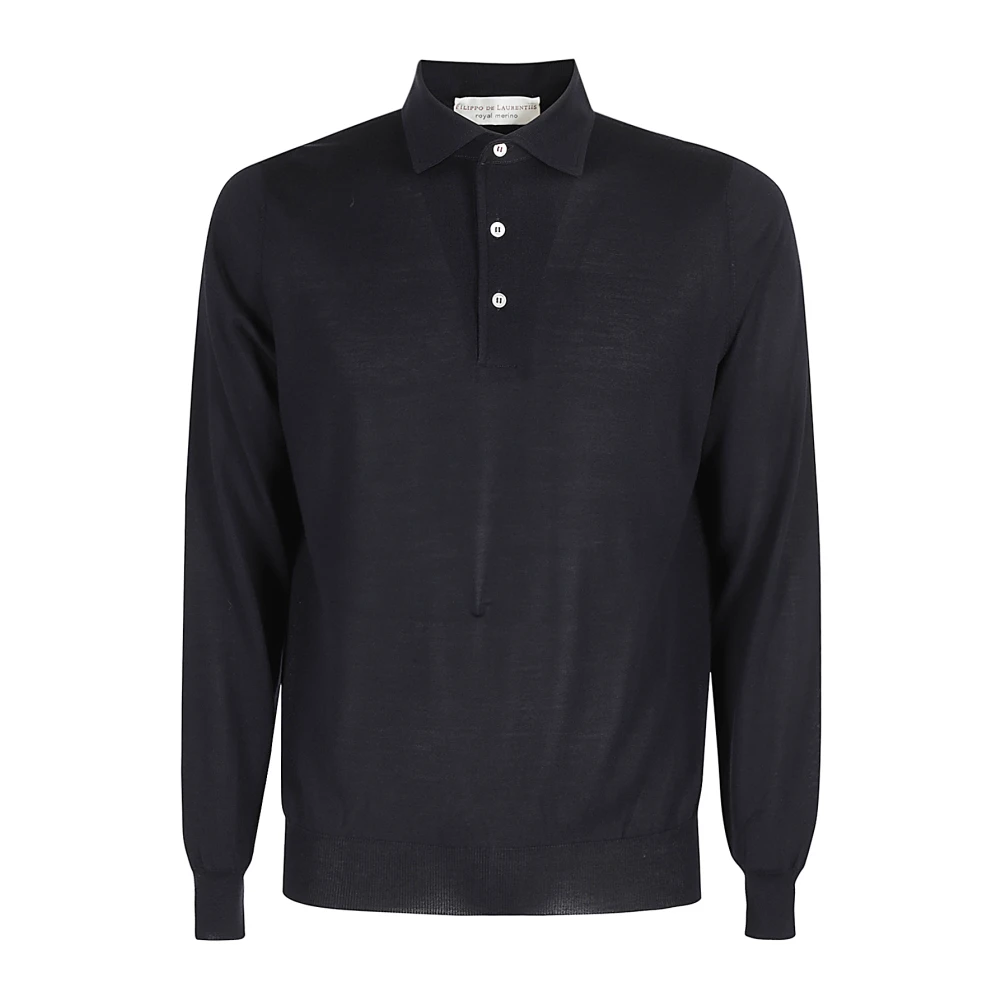 Filippo De Laurentiis Lange Mouw Polo Shirt Blue Heren