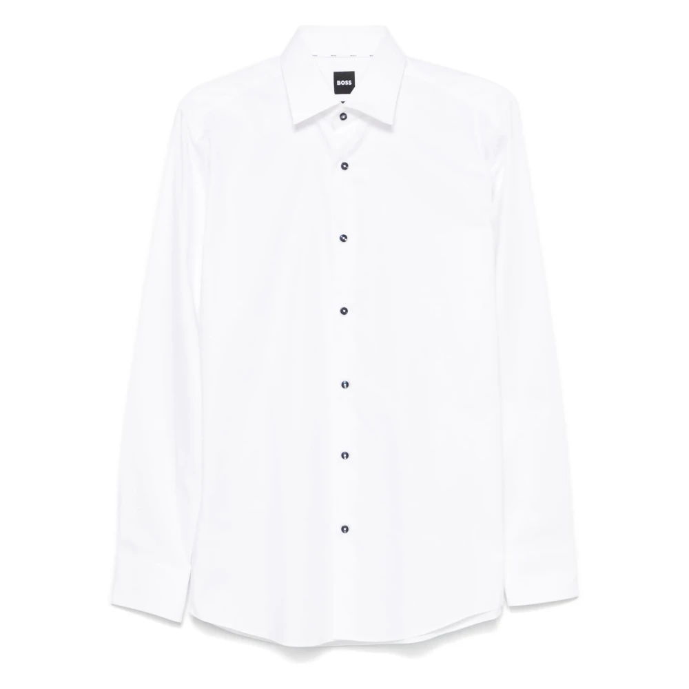 Hugo Boss Slim Fit Katoenen Overhemd White Heren