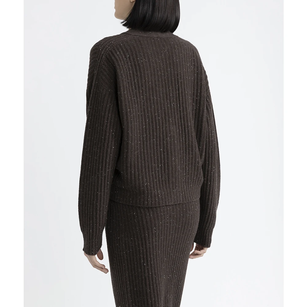 PESERICO Wol zijde kasjmier en lurex vest Brown Dames