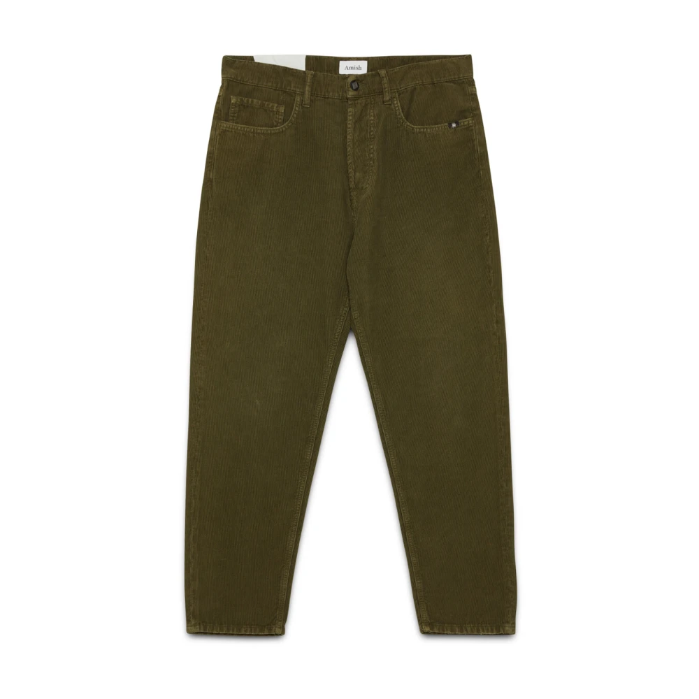 Amish Groene Corduroy Jeans met Zakken Green Heren