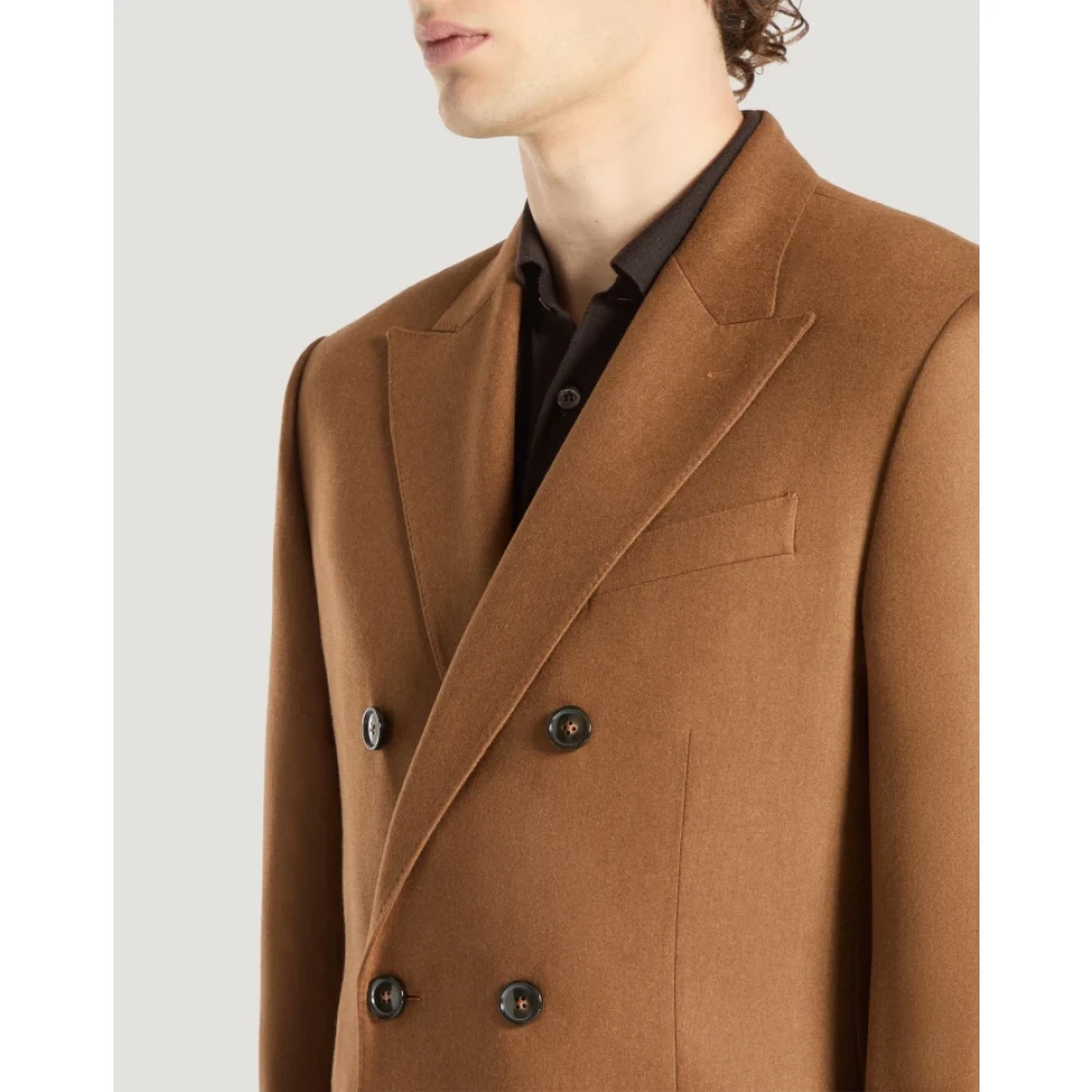 PT Torino Dubbelborstig Beige Flanel Kasjmier Blazer Brown Heren