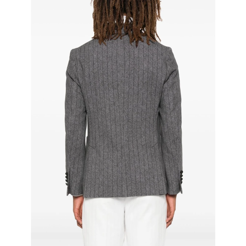 Circolo 1901 Grijze Fleece Diagonale Streep Jas Gray Heren
