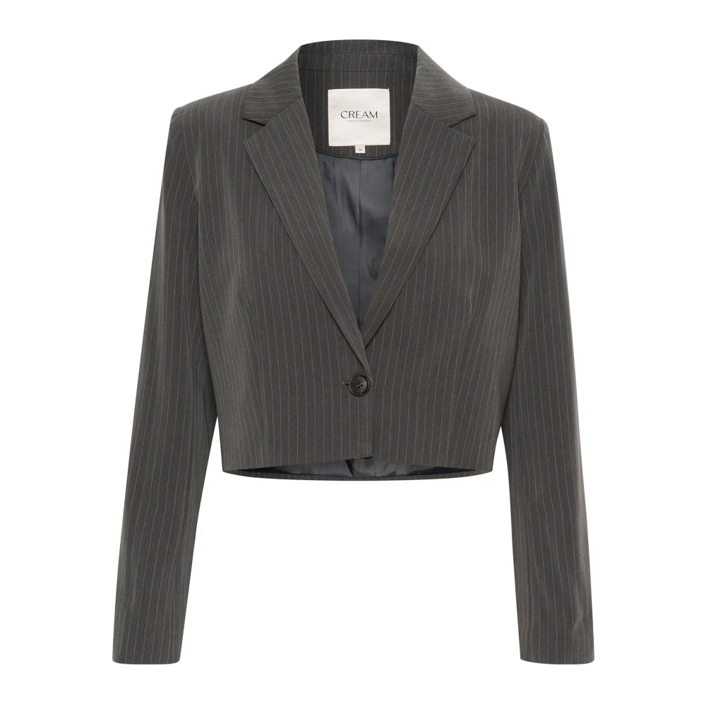 Grå Melange Pin Stripe Blazer Jakke