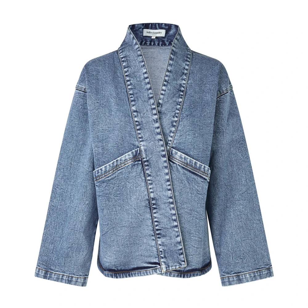 Lollys Laundry Denim Kimono Jack Blauw Blue Dames