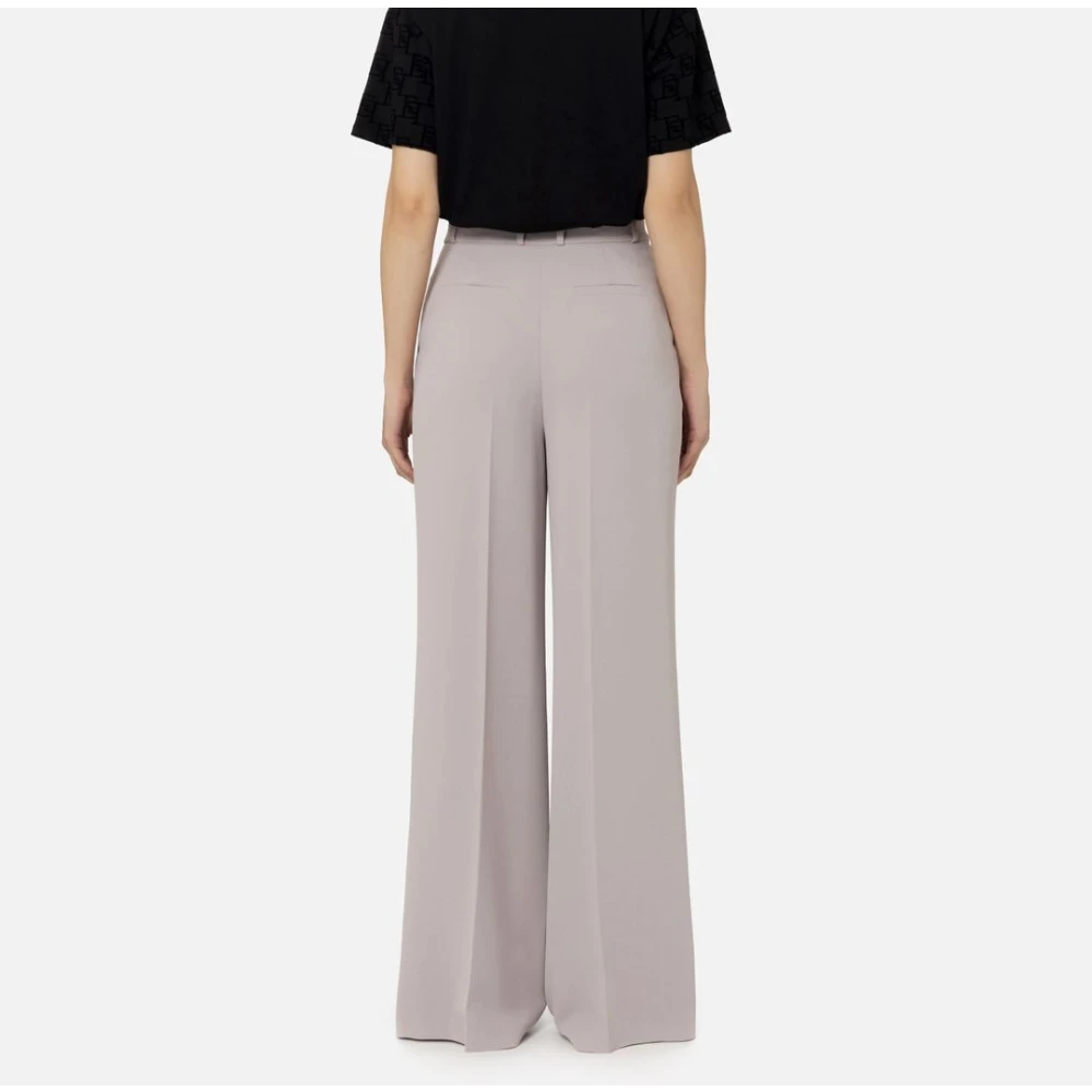 Elisabetta Franchi Wijde Pijp Crepe Broek met Zakken White Dames