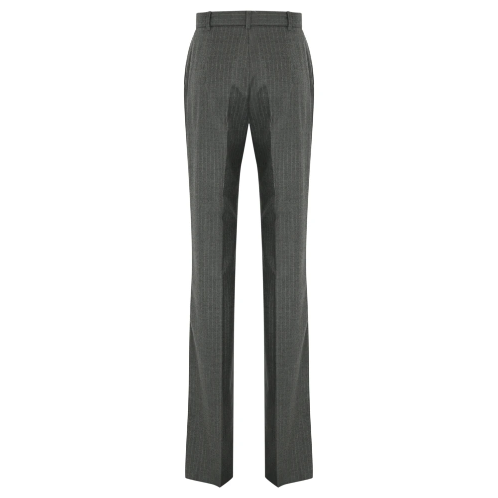 Max Mara Studio Grijze Flanellen Gestreepte Broek Gray Dames