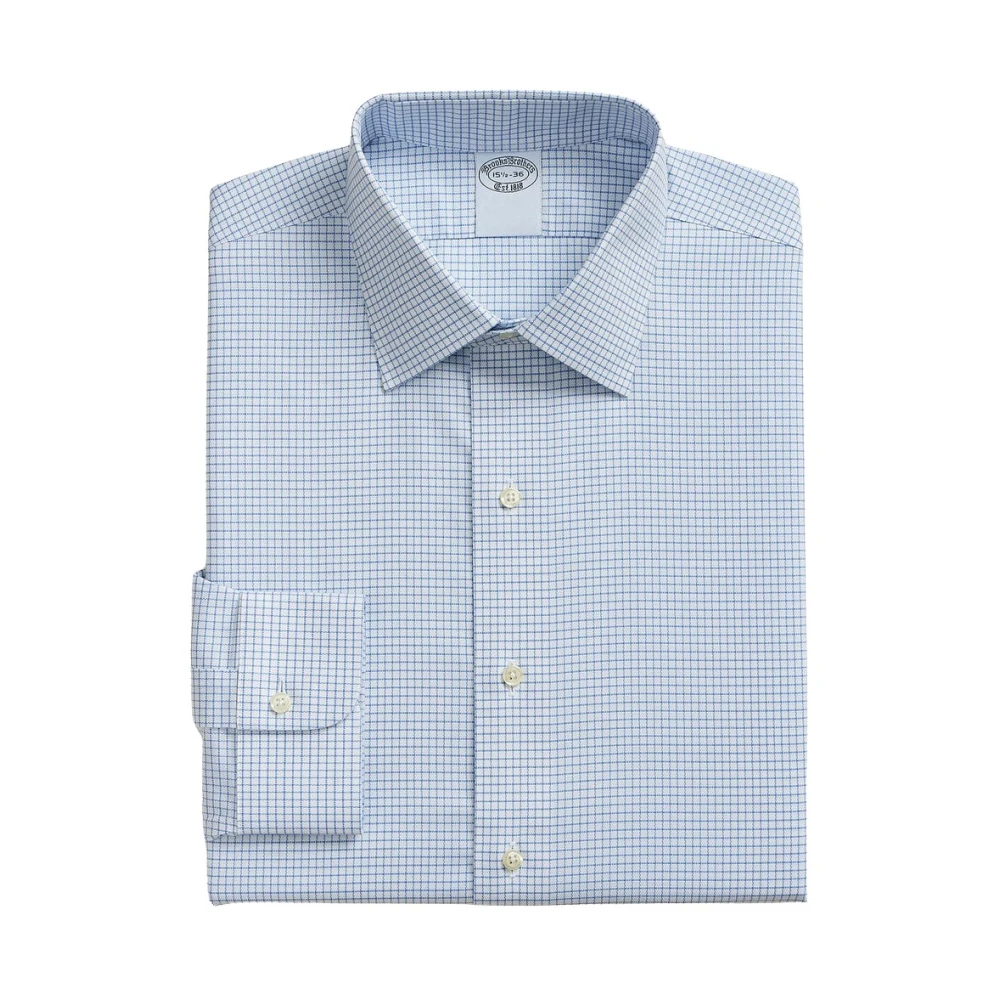 Brooks Brothers Men's Blue Regular Fit Non-Iron Oxford Shirt With Ainsley Collar - Formal Shirts - Xl - Shirts