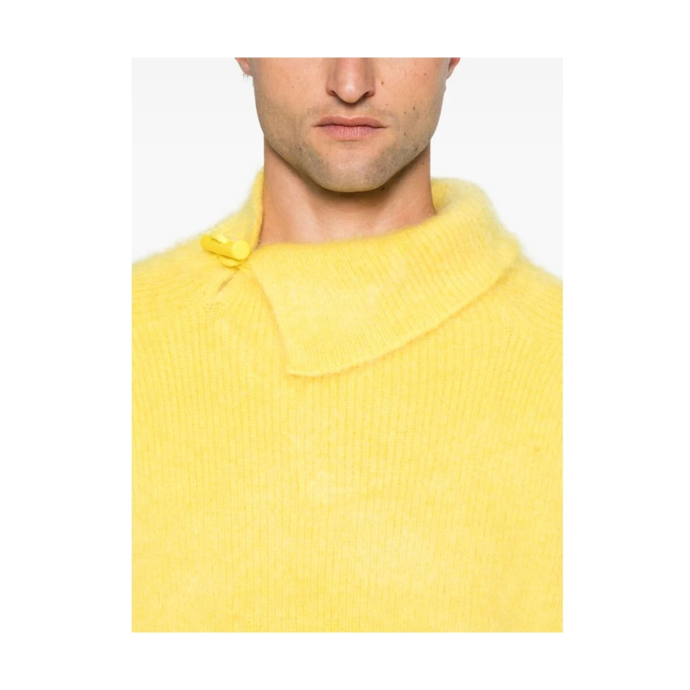 Jacquemus Gele Mohairmix Gebreide Trui Yellow Heren