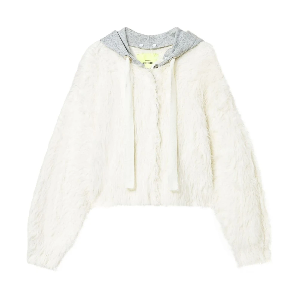 Twinset Vit Faux-Fur Stickad Kappa White, Dam