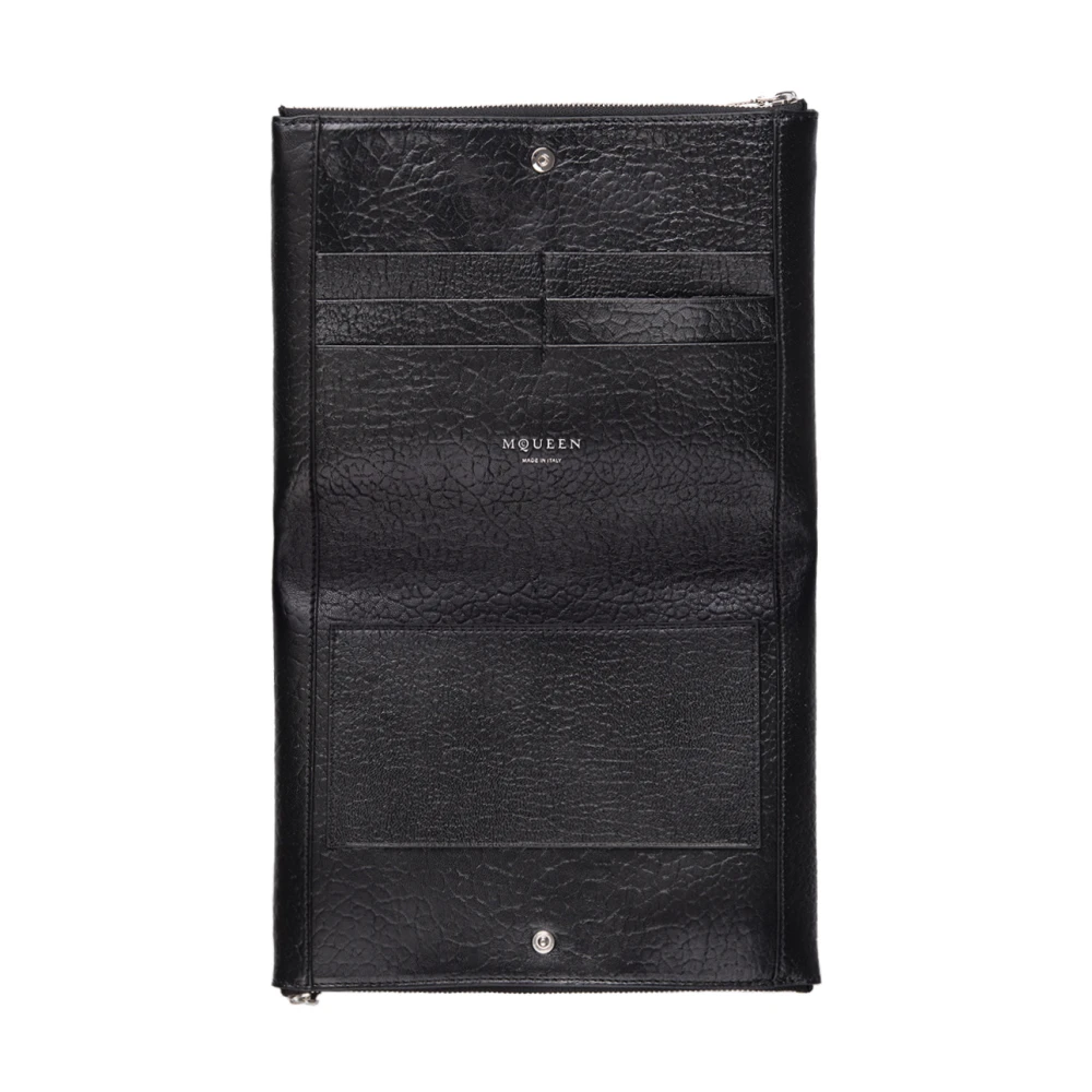 alexander mcqueen Zwarte Korrelige Leren Clutch Tas Black Heren