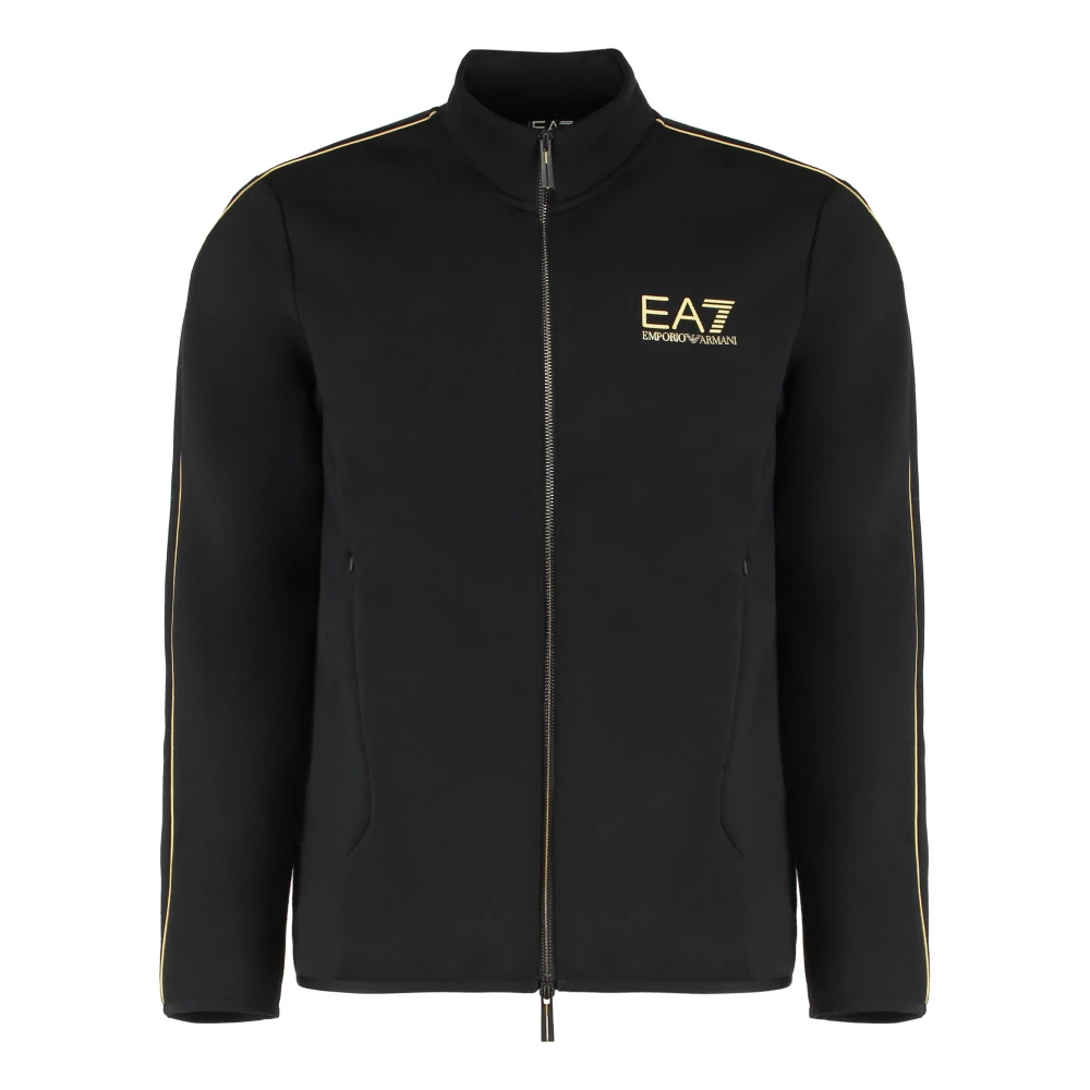 Emporio Armani Ea7 Uomo Nero Felpa In Misto Viscosa Gold Label