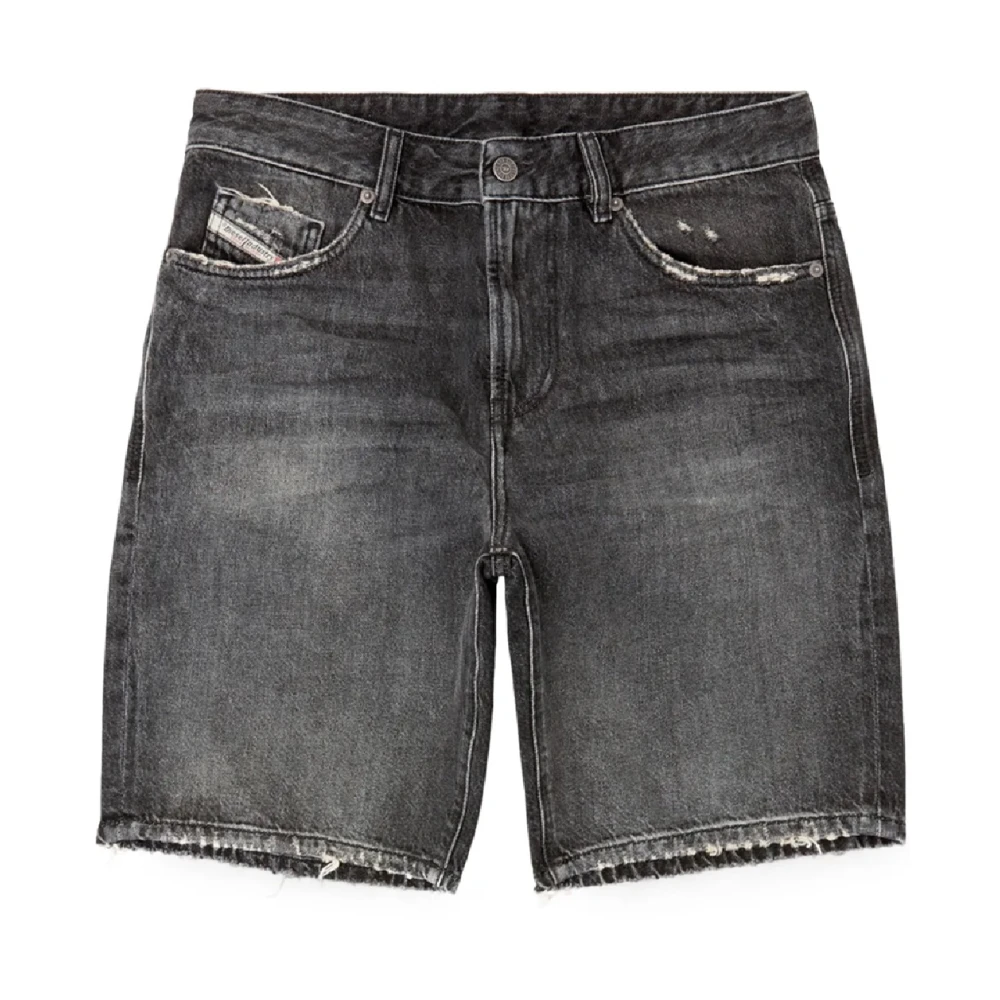 Diesel Men's Black D-Fin Distressed Denim Shorts