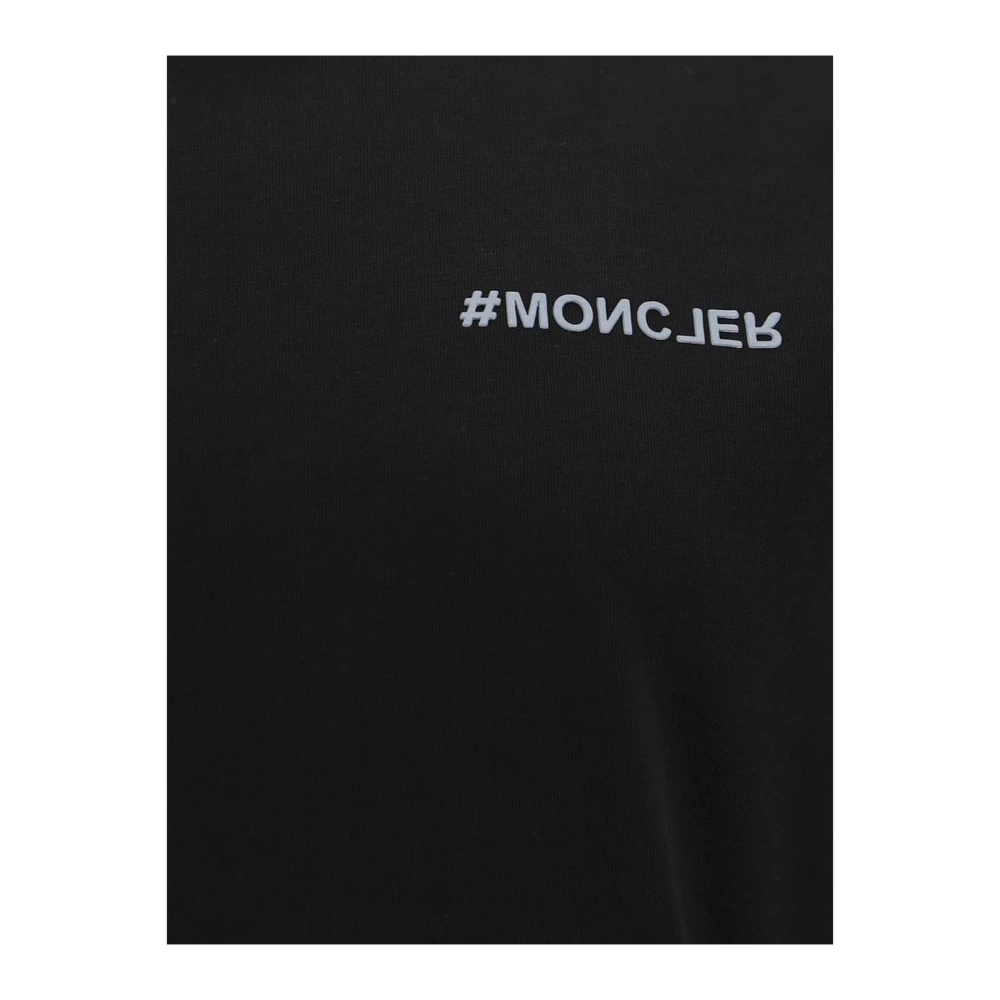 Moncler Monogram Katoenen T-shirt met Ronde Hals Black Heren