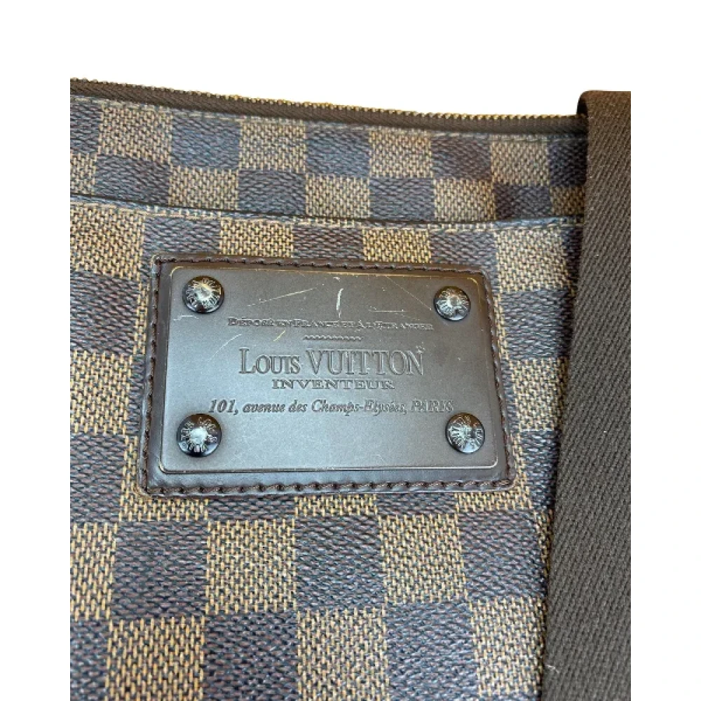 Louis Vuitton Vintage Authentieke Louis Vuitton Damier Ebene Brooklyn Pochette Plate Messenger Tas Brown Dames
