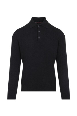 polo-en-cachemire-gris-a-manches-longues