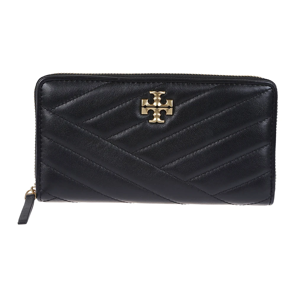 TORY BURCH Gewatteerde Leren Portemonnee met Ritssluiting Black Dames