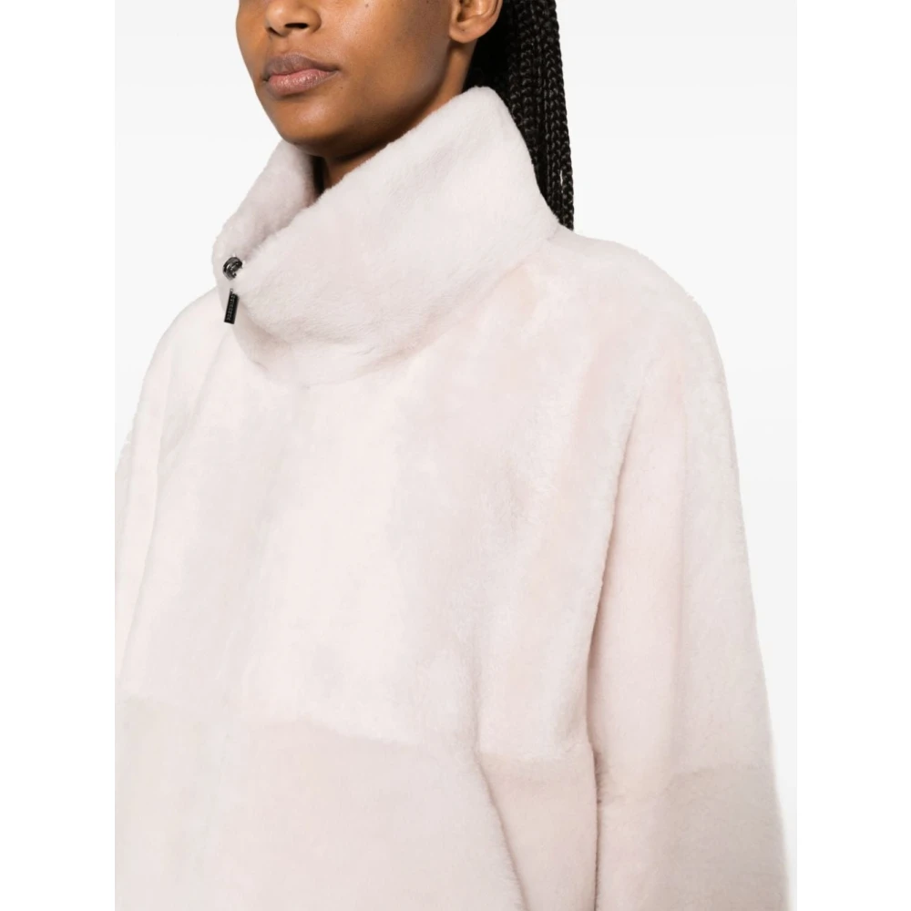 PESERICO Omkeerbare Beige Jas met Wijd Uitlopende Mouwen White Dames