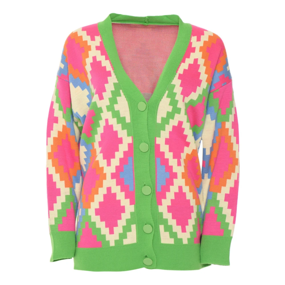 Cesare Gaspari Gekleurde knoopvest Groen Multicolor Dames