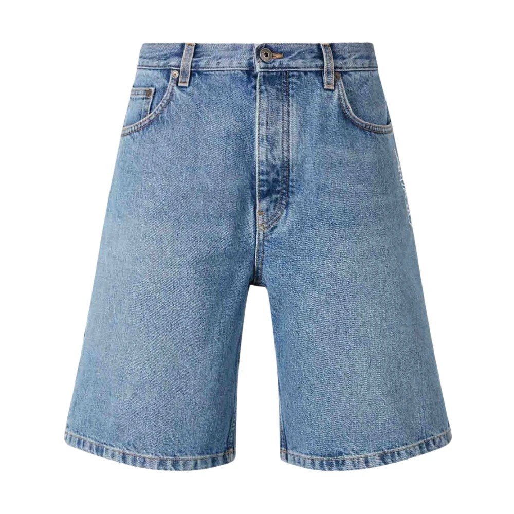 Off White Men's Blue Denim Shorts, W30, Half Arrow Denim Shorts