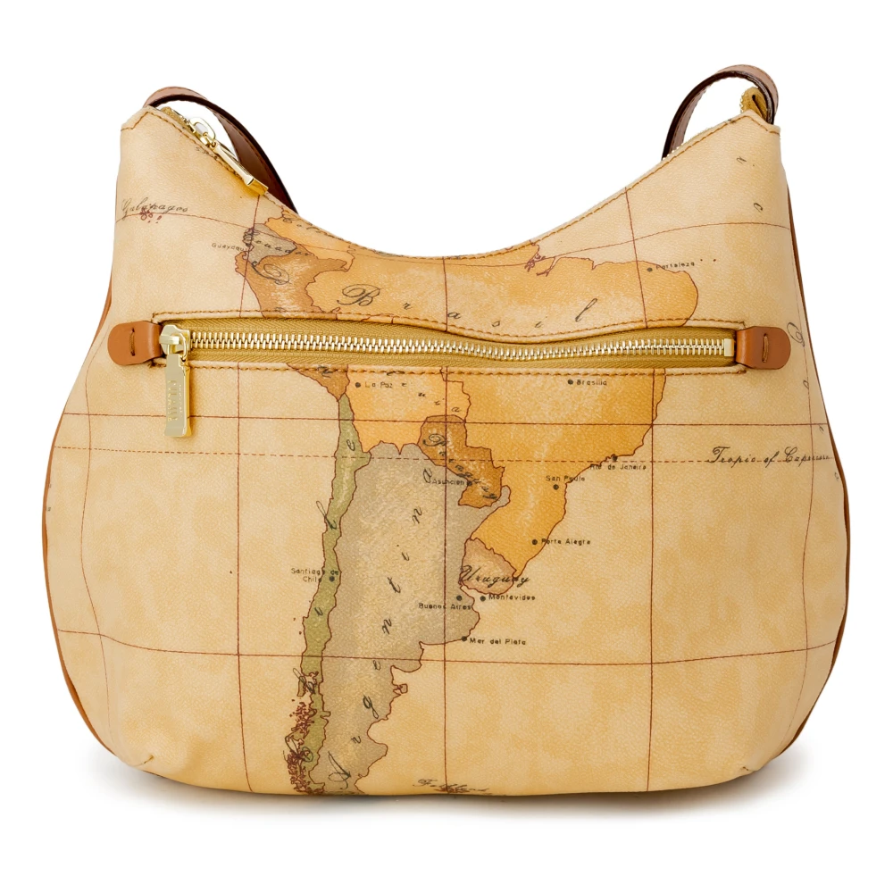 Alviero Martini 1a Classe Beige Schoudertas met Leren Accenten Beige Dames