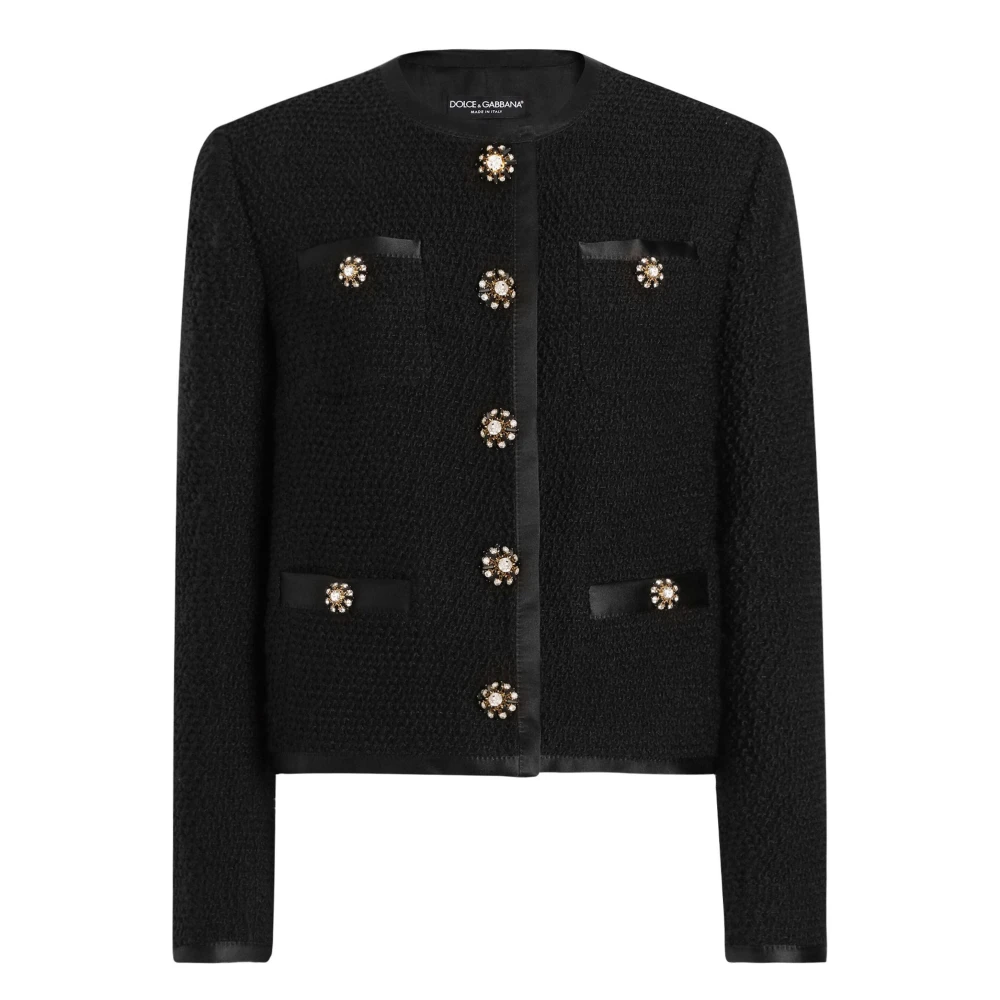 Dolce & Gabbana Zwarte jas met unieke stijl Black Dames