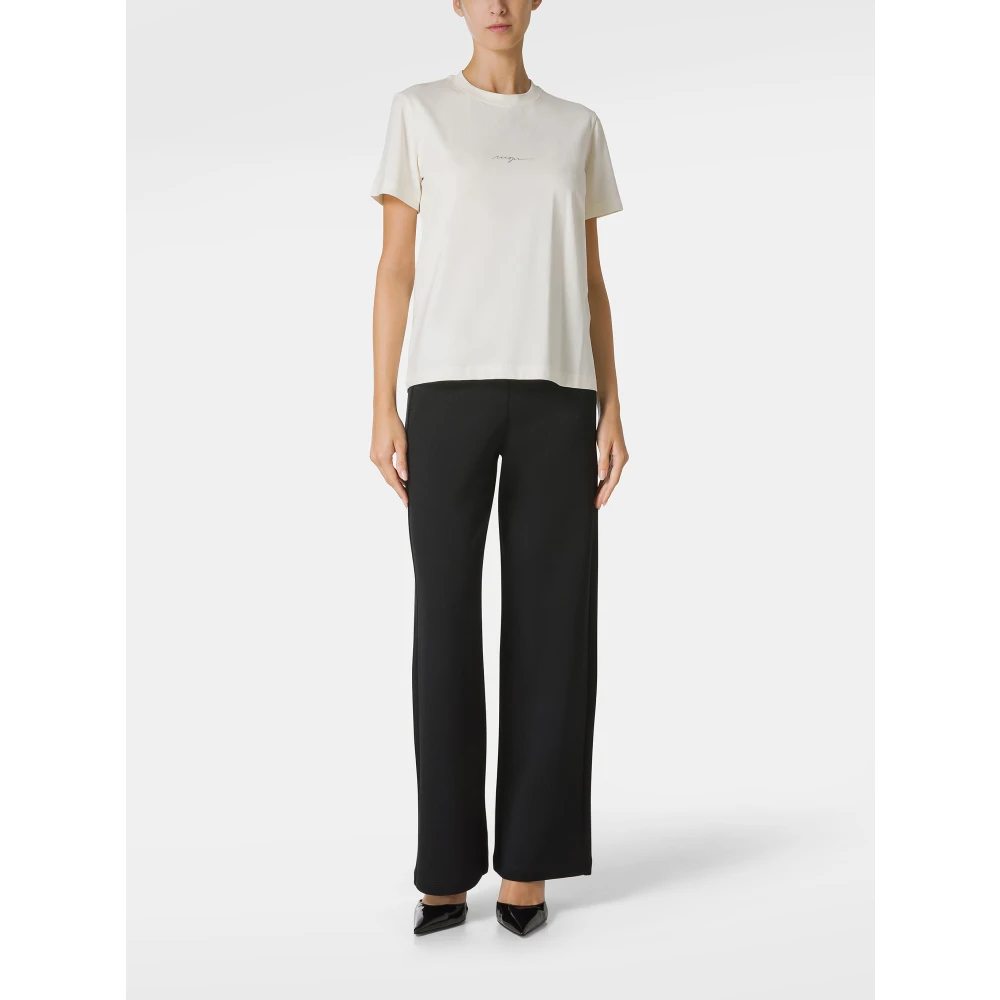 Msgm Wit Logo Katoenen T-shirt Vrouwen White Dames