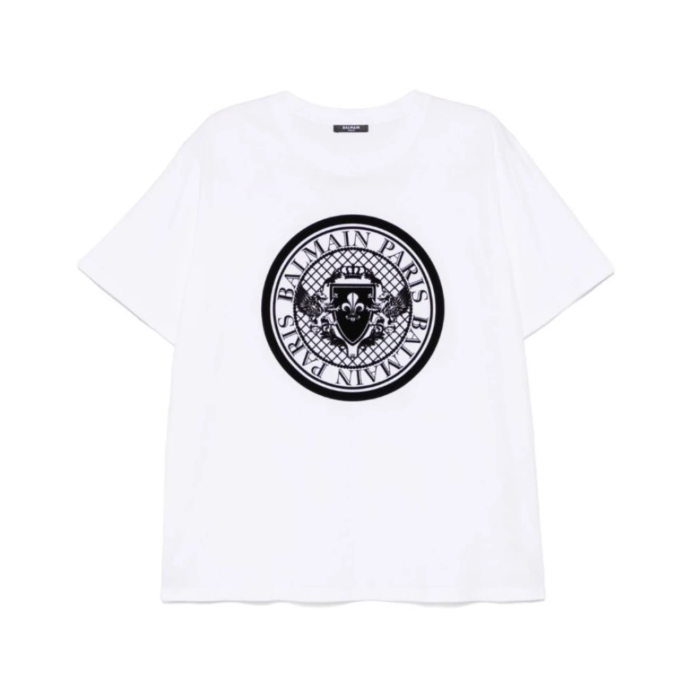 Balmain Velvet Logo T-shirt White Heren
